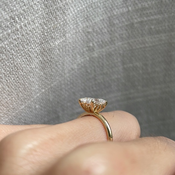 14k Solid Gold Moissanite Radiant Tulip Lotus Engagement Ring size 4.5 PREOWNED - Picture 8 of 17